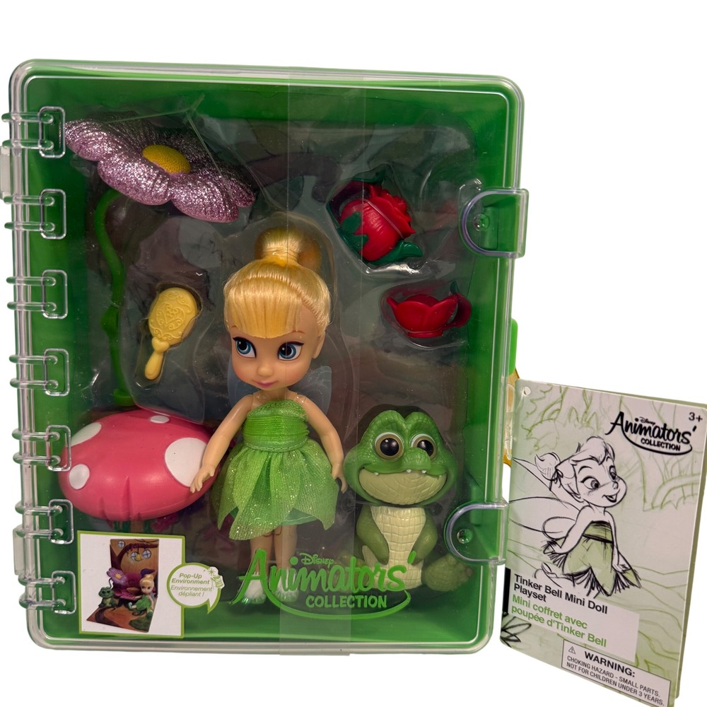 Disney Animators Collection Tinker Bell Peter Pan Mini Doll Playset CaseNEW